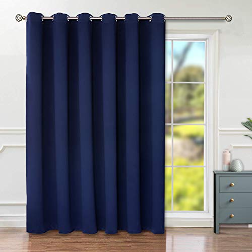 BGment Sliding Door Curtains - Living Room 1 Panel, Blackout Curtains 84 Inch Length, Thermal Insulated and Soundproof, Navy Blue, Extra Wide 120 Inch
