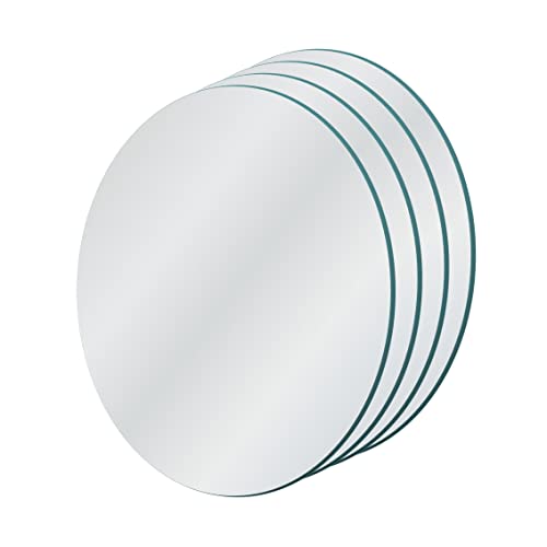GOLD&CHROME UNIQUE DESIGN Crystal Wall Mirror, Set of Four Pieces, Round, 11,81x11,81x0,12 in, 1,1 lb, Self-Adhesive, Tape Included, C-Edge, Modern, Minimalist