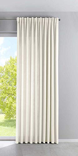 "Gardinenbox Palermo Opaque Curtain 250 x 300 cm Cream, Unlined, Blackout, Machine Wash, Living Room, 100% Polyester, Cream, W 100"" x L 118.1"", Country Rustic, Tieback"
