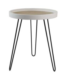 A ASPECT Maisie Wood and Steel Side End Table-Ash Veneer Top, Black Hairpin Style Legs