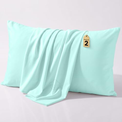 Cotton Stich Toddler Pillowcase Set of 2, 12x16 Toddler Size, 600 Thread Count 100% Cotton, Soft & Breathable Mini Pillow Covers with Zipper Closure for Kids & Travel Aqua Blue