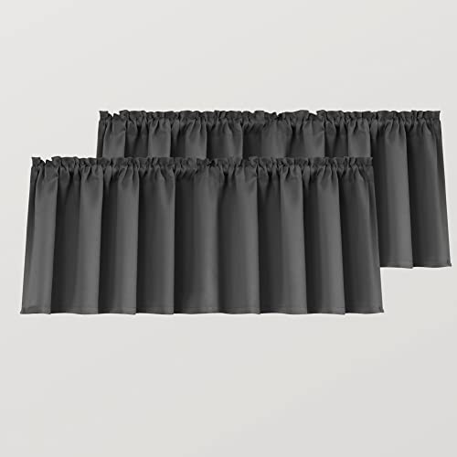 Mrs.Naturall Small Blackout Curtains 36 x 16 Inch Length Half Curtains for Front Door Window, Bathroom Kitchen, Dark Grey