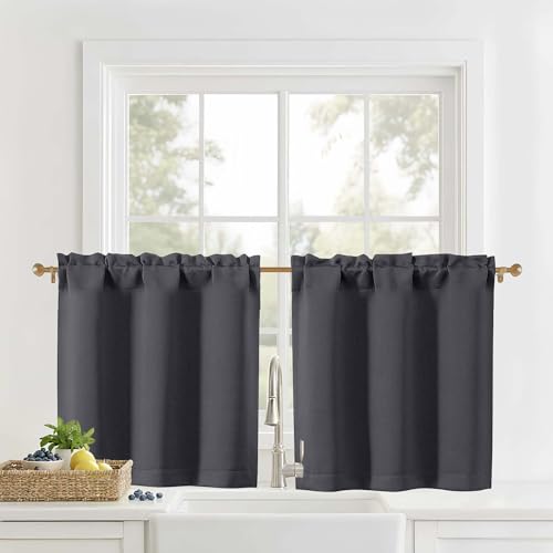 OVZME Solid Short Blackout Curtains