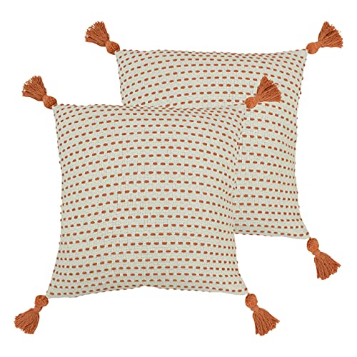 furn. Ezra Polyester Filled Cushions (Twin Pack), Cotton, Polyester, Coral