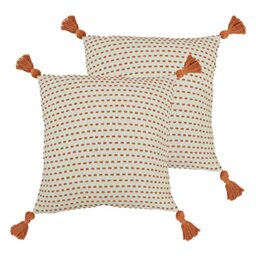 furn. Ezra Polyester Filled Cushions (Twin Pack), Cotton, Polyester, Coral