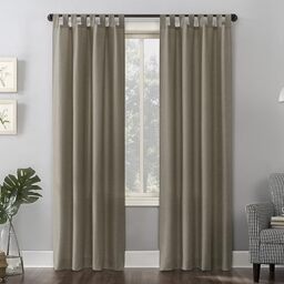 "No. 918 Trevor 2-Pack Heathered Texture Semi-Sheer Tab Top Curtain Panel Pair, 40"" x 84"", Barley"