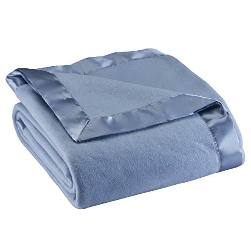 Fleece Blanket with Satin Trim, King Size, Sage