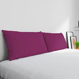 Max Color Pair of Pillowcases 100% Cotton, Made in Italy, Pillowcase Size 50 x 80 cm with Inner Flap, Solid Colour - Fuchsia