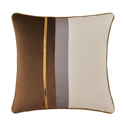 Avigers Throw Pillow Cover 20 x 20 Inch, Brown White, Rayon Blend - Insert not included Art Deco patchwork accent for couch, sofa, bed and living room removable for seasonal updates