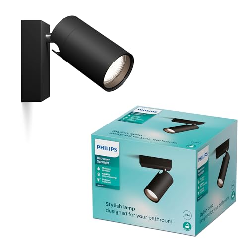 PHILIPS Idris 1-Head spot, GU10 lamp not Included, Black, IP44, Water-Resistant