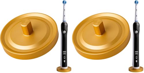 Relsy Gold Oral-B Compatible Electric Toothbrush Holder for Bathroom, Aluminium Oral B Toothbrush Holder With Hygienic Drip Capture Stops Toppling With Metal Toothbrush Stand, Matte Gold - Pack of 2