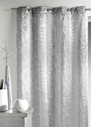 Home Maison - Jacquard Curtain with Vertical Stripes and Print - Polyester - 8 Eyelets Diameter 4 cm - Blackout for Living Room, Bedroom, Office - 140 x 240 cm - Orange Red