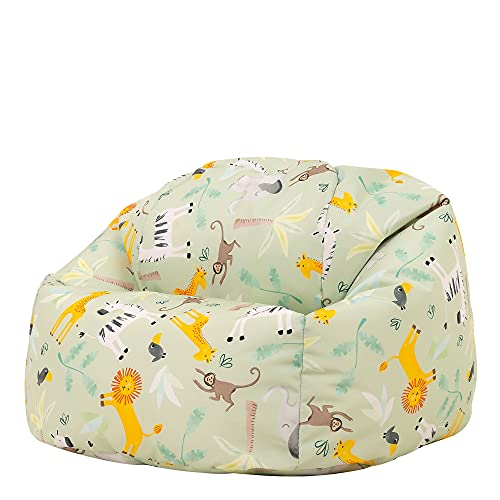 Bean Bag Bazaar Safari Print Kids Bean Bag, Kids Bean Bag Chair with Filling Included for Girls and Boys, Childs Chair, Beanbags for Children, Nursery Décor, Playroom Décor, Bedroom Accessories