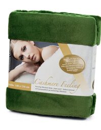Gözze - Premium Cashmere Feel Cuddly Living Room Blanket/Throw, 500 g/m², 130 x 170 cm - Dark Green