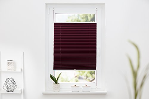 K-home Pleated Blackout Blind, Polyester, Bordeaux, W 60 x H 210 cm