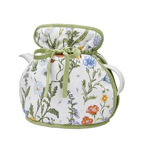 Ulster Weavers - Garden Flowers Muff Tea Cosy (23 x 26 x 18cm) - 100% Cotton - Teapot Warmer with Meadow Flowers - Floral Tea Cozy in Green - Floral Gifts - Vintage Tea Cosy Cover