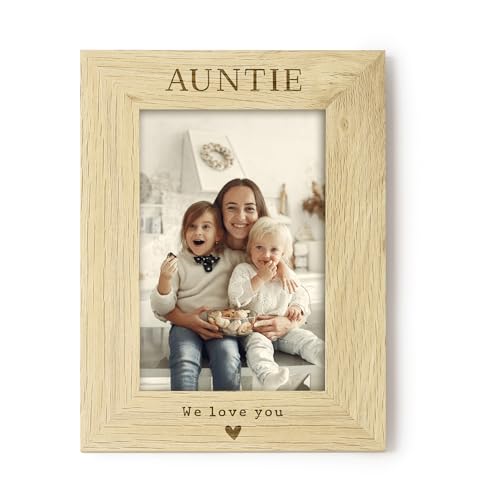 Auntie We Love You Photo Frame 4x6, Engraved Wooden Picture Frame for Auntie, Mothers Day Gift from Niece/Nephew, Aunty, Birthday Gift, Aunt Keepsake Frame (Landscape)