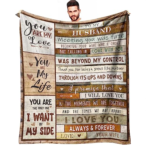 "ZWERIVP Gifts for Husband from Wife - Husband Birthday Gift Ideas - Wedding Anniversary Romantic Gifts for Him - Husband Birthday Gifts for Him from Wife - to My Husband Gifts Blanket 50""X60"""