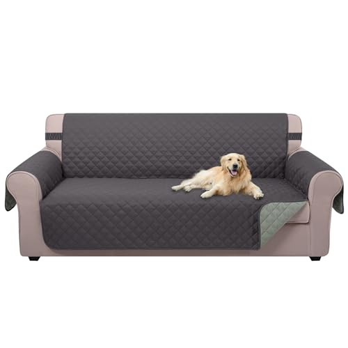 UNICE HOME Reversible Sofa Cover, Water Resistant Sofa Slipcover Furniture Protector for 3 Cushion Couch (Sofa, GrayLight Gray)
