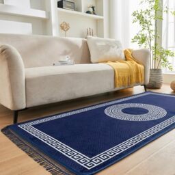 GC GAVENO CAVAILIA Greek Living Room Rugs Large 160X230 Cm - Polyester Runner Rugs For Hallway Indoor Bedroom, Office - Machine Washable Area Rug Super Soft Fluffy Rug Floor Carpet Mat, Navy
