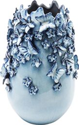 Kare Design Vase Butterflies, Blue, 36x23x23 cm, Vase, Modern, Stoneware, Timeless, Glamour, Minimalist, Industrial, Retro, Art Deco, Decorative, Sculptural, Compact, Living Room