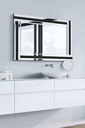 Fiona Glass Framed Rectangle Bevelled Wall Mirror, Black, 90 x 60 cm