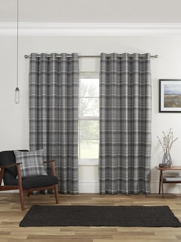 Sundour Carnoustie Blackout Eyelet Ring Top Curtains Grey 46x72