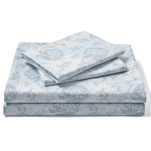 FreshCulture Floral Bed Sheets - Ultra Soft Full Size Bed Sheets - Brushed Microfiber Blue Floral Sheets - Deep Pockets - Easy Care - Hotel Luxury 4 Piece Flower Printed Sheets Full, Emilia