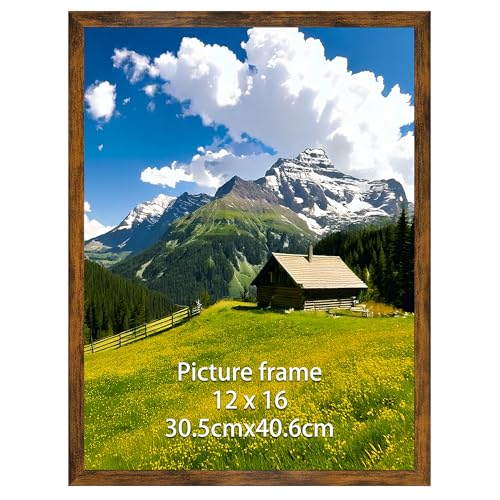 Ditwis 30x40 cm Picture Frame Brown, 16x12 inch Poster Frame for Horizontal or Vertical Wall Display in Living Room, Office, Gallery