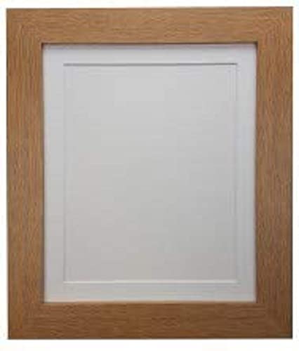 FRAMES BY POST Metro Oak Photo Picture Poster Frame with White Mount Plastic Glass A1 For Pic Size A2
