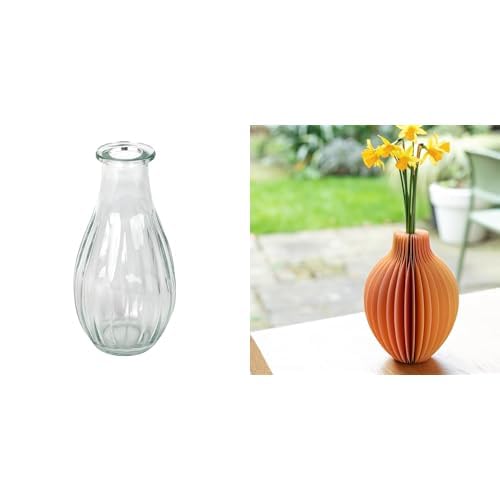 Talking Tables Clear Glass Bud Vase for flowers, s & Talking Tables Honeycomb Paper Vase with Glass Via Table Decor Bundle