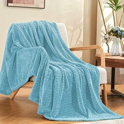inhand Blue Throw Blanket, Fleece Blanket for Couch, Super Soft Flannel Cozy Blankets & Throw for Adults, Lightweight Fuzzy Blanket Sofa Bed Office, Warm Plush Blankets for All Season 50×60 Inches