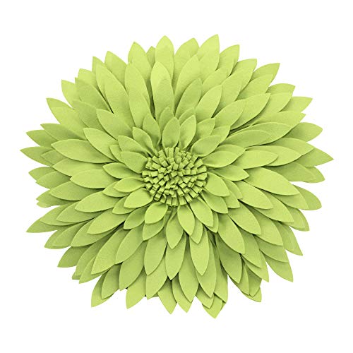 Flower Decorative Pillow - 3D Daisy Flower Pillow, Sunflower Throw Pillow -14.5 x 13 inch Round Decor Pillow - Flower Home Decorations - Couch & Bed, Accent Pillow (Case + Insert, Solid Lime)