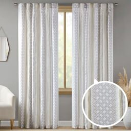"INK+IVY Window Curtain for Living Room Geometric Print Tufted Accent Modern Curtain Window, Light Blocking Living Room Drape for Bedroom, 2 Panels Pack Fits 1.25"" Rod, Ebby, 2-PK 50x84 White/Taupe"