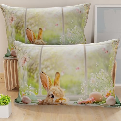 PETTI Artigiani Italiani - Set of 2 Easter Cushion Covers 40x80 cm in Microfibre, Easter Decorative Cushions for Bedroom, Sofa and Living Room, 2 Decorative Pillow Covers, 100% Made in Italy