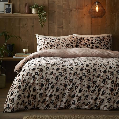Fusion Snug Cosy Leopard Natural Duvet Cover Set Single – Spots Tufted Bedding – Super Soft Polyester – Includes 1 Duvet Cover (140 x 200cm) & 1 Pillowcase – Natural Spots Bedroom Set