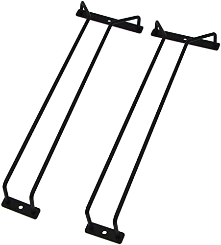 RedDreamer 14-Inch Black Wine Glass Rack, Under Cabinet Wine Glass Holder Stainless Steel Chrome Finish Stemware Rack - Hanging Stemware Holder for Cabinet Kitchen Bar, Set of 2