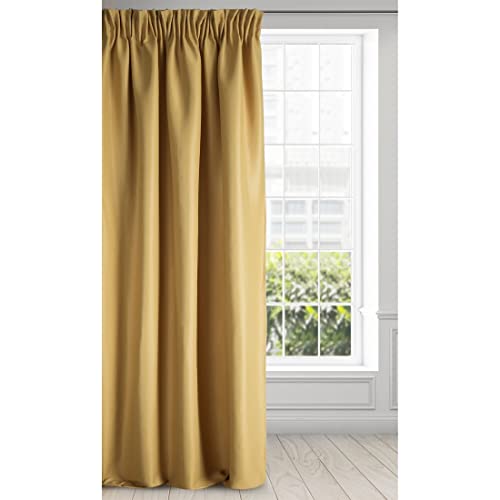 Eurofirany Essme Curtain Shiny Ruffle Tape Smooth Trend Elegant Bedroom Living Room Golden Yellow 140 x 270 cm