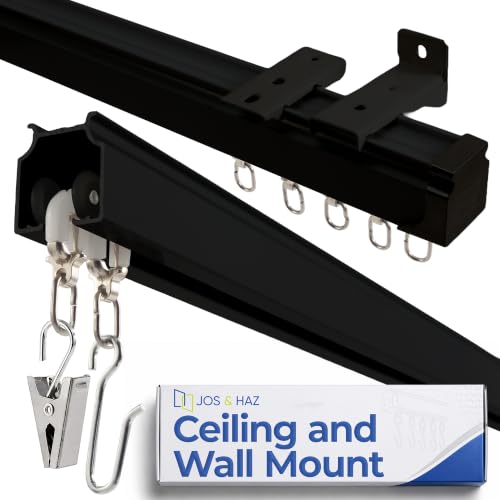 Jos-Haz Ceiling Curtain Track Set - 3ft-6.6ft / 2 Meter - Ceiling Track for Curtains-Room Divider - Curtain Track Ceiling Mount For Living Room Bedroom Drop Ceiling Shower-Ceiling Track System