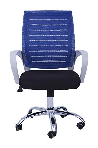Premier Housewares Home Office Chair with Black Armrest, Comfy Desk Chairs, Blue/Black - w60 x d57 x h100cm