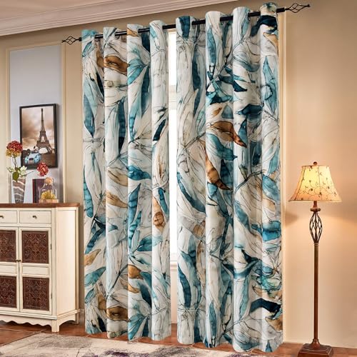 subrtex Printed Curtains Room Darkening for Bedroom Living Room Kids Room Dining Room Valance Colorful Window Drapes 2 Panel Set (52'' x 84'', Blue)