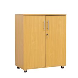 MMT Furniture Designs Ltd Storage Cupboard, 2 Door Engineered Wood, 2 Shelves. Beech, 75cm x 38cm x 90cm