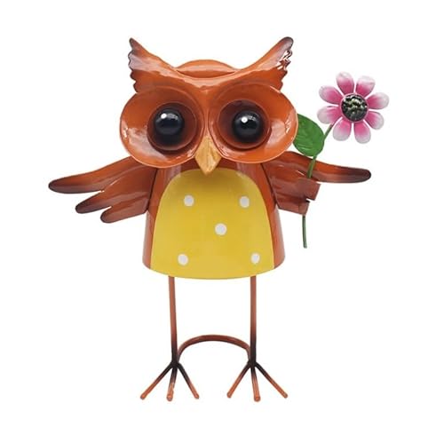Lesser & Pavey Owl with Flower Garden Ornaments - Lovely Gardening Gifts For Women & Men - Designed By Bright Eyes - Decorations For Any Garden