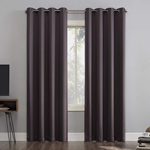 "Sun Zero Nordic 2-pack Theater Grade Extreme 100% Blackout Grommet Curtain Panel Pair, 52"" x 108"", Fig"