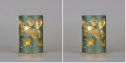 SHATCHI 17cm Christmas Decorated Vase Table Lamp Etched Glass Tube Xmas Silver Cylinder LED Fairy Lights Battery Operated Table Decoration, Foilage (Pack of 2)