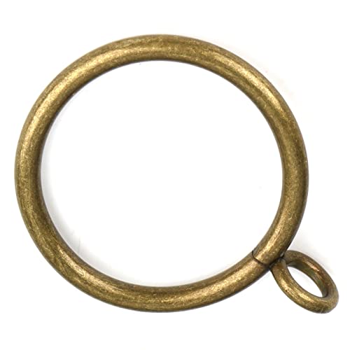 Antique Brass Curtain Rings with Eyelets for Curtain Rods (Set of 30 PCS Curtain Rings) (1 inch Inner Diameter)