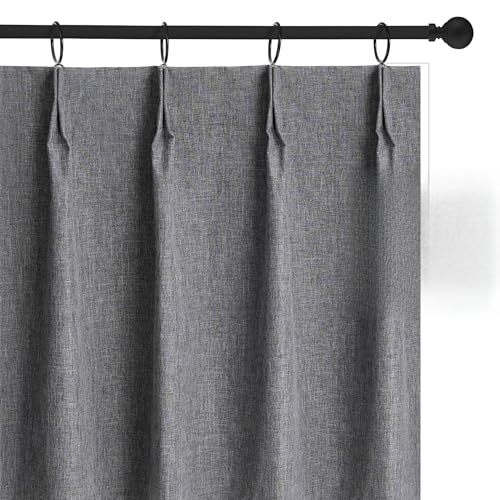 "WdFour Small Pinch Pleated,100% Blackout Curtains for Short Windows of Bathroom,Bedroom, Cabinnet, Cafe Room,Over Sink Window, Thermal Insulated and Easy Installed.(Dark Gray,42"" W x 45"" L,Pack of 2)"