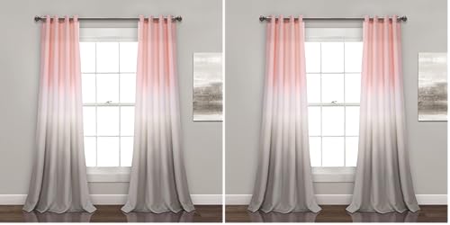 "Lush Decor Umber Fiesta Curtains Room Darkening Window Panel Set for Living, Dining, Bedroom (Pair), 52"" W x 84"" L, Blush & Gray, 2 Count (Pack of 2)"