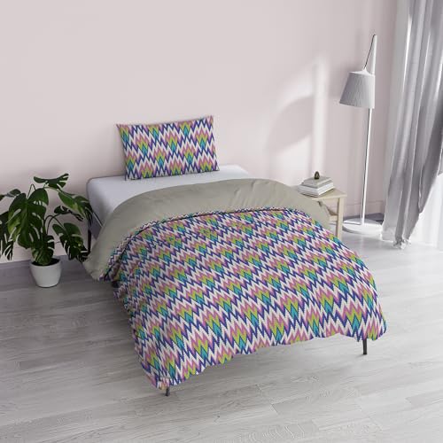 "Italian Bed Linen ""Fantasy Duvet Cover Printed Microfibre Zig Zag Single"