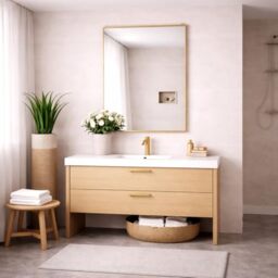 Bathroom Aluminium Metal Modern Gold Mirror 1200 x 80cm – Wall Mounted Rectangular Mirror – Portrait or Landscape Hanging – Sleek Contemporary Frame